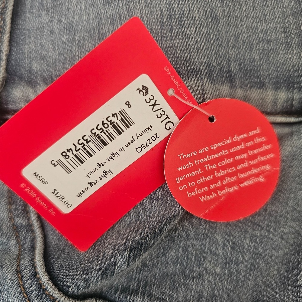 SPANX Jeans 3X Petite Ankle Skinny Pull On Light Wash Stretch Denim NWT Y2K - Picture 7 of 13